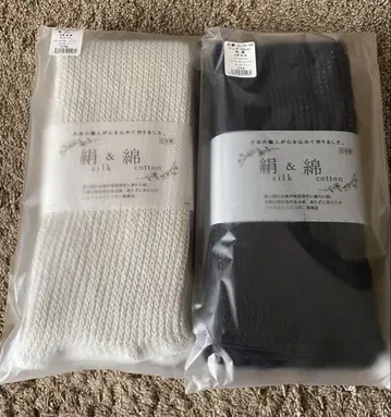 새 제품 미사용품 실크 코튼 레그 워머 블랙 그레이 2개 52cm