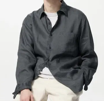UNIQLO 프리미엄 린넨 셔츠 XL 다크 그레이 새상품