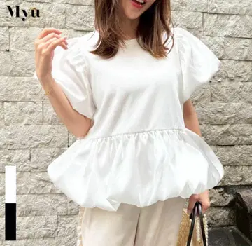 Myu 새틴 발룬 티셔츠 화이트
