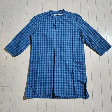 NONNATIVE 단추 없는 숏 슬리브 스탠드 칼라 셔츠 네이비 0