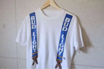 80년대 BUD LIGHT 트릭 아트 티셔츠 빈티지 서스펜더