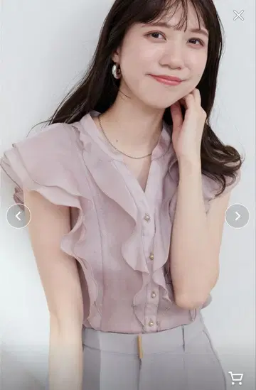 러플 프릴 키넥 블라우스 핑크