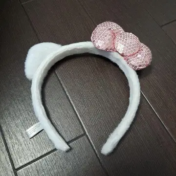 산리오 하모니랜드 머리띠 화이트 핑크 리본