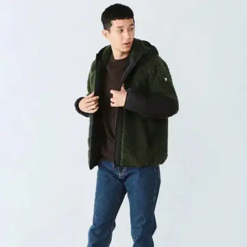 신품 에드윈 F.L.E 플리스 재킷 올리브색 남성용 M 사이즈