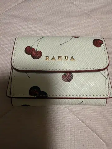 RANDA 체리 프린트 미니 지갑 화이트