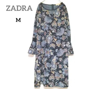 ZADRA 블랙 꽃무늬 원피스 장소 M 벨벳 소재 이탈리아