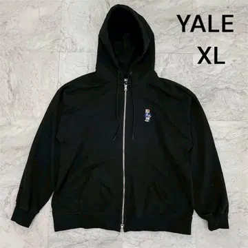 YALE 후드티 남성용 XL 자수 로고 리브 소매 후디 블랙