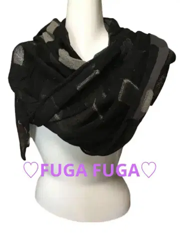 [미사용 새상품 택 포함] FUGA FUGA 기하학 패턴 블랙 롱 스카프