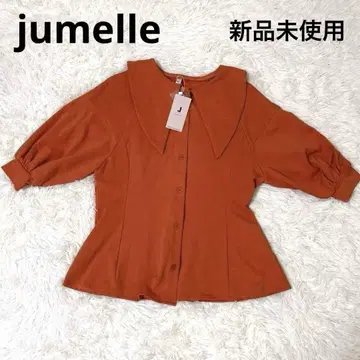 미사용 새상품 jumelle 쥬멜로 빅 카라 블라우스 오렌지 F
