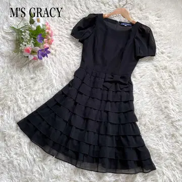 M'S GRACY 엠즈그레이시 블랙 티어드 원피스 리본
