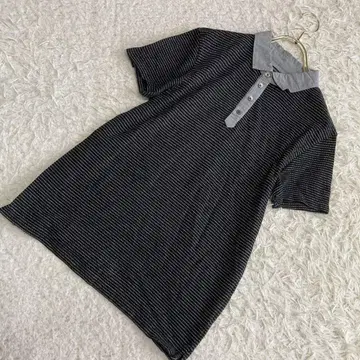 BANANA REPUBLIC 피케 셔츠 블랙 M 보더 무늬 깔끔