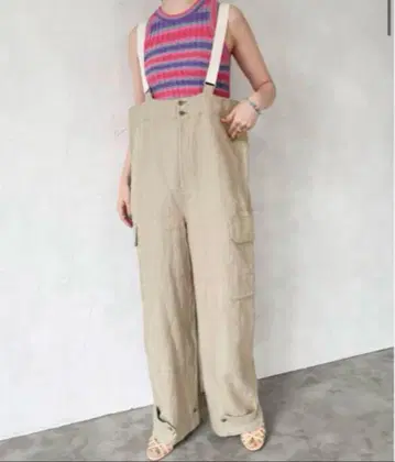 IENA LA BOUCLE 리 코튼 헤링본 서스펜더 팬츠 36