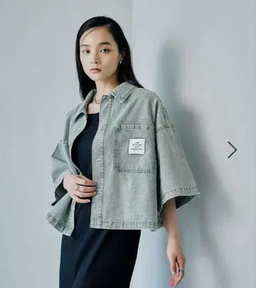 BIG 데님 숏 5부 소매 셔츠 케미컬 그린