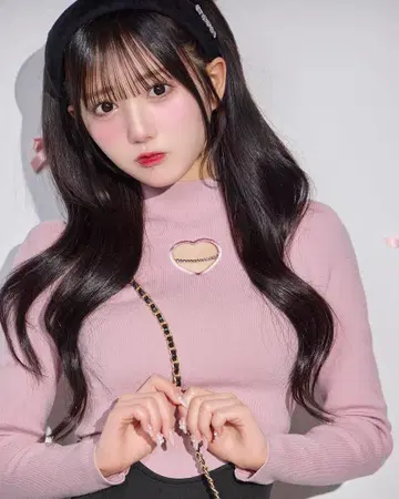 택 포함 미셸 마카롱 하트컷 니트탑 핑크