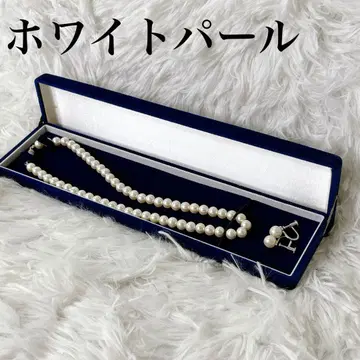 화이트 진주 목걸이 귀걸이 세트 (케이스 포함)