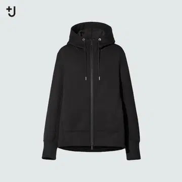 유니클로 +J 드라이 스웨트 풀 지퍼 파카 검정 L