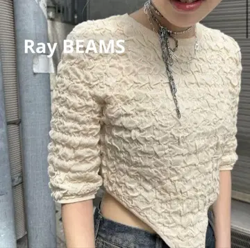 Ray BEAMS 셔링 바디수트 베이지