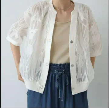 부즈루드 bab 시어 자카드 블루종 가디건