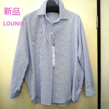 새상품 LOUNIE 블루 계열 스트라이프 긴팔 셔츠