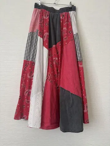 패치워크 장미 스커트