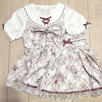 LIZLISA 리즈리사 Sewing Bear 패턴 셋업 pink