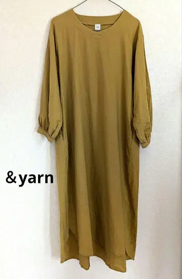 &yarn 린넨 코튼 긴팔 롱 원피스 머스타드 겨자색 나