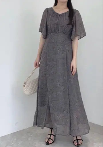 mysty woman V넥 엠파이어 원피스