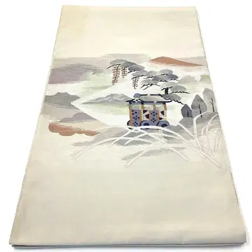[4900] 후쿠로 오비 손으로 짠 책 미완성 순수 실크 기모노 포멀