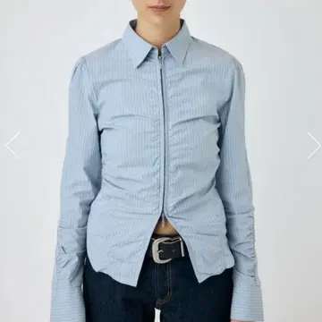 moussy ZIP UP WAIST SHAPE 셔츠 (2 패턴 BLU)