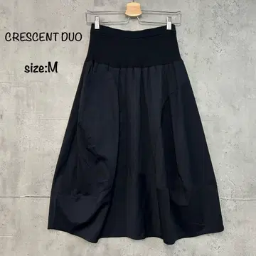 CRESCENT DUO 스커트 플레어 포켓 허리 리브 네이비