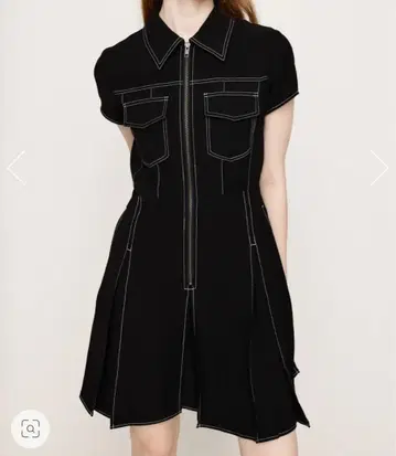 FRONT ZIP PLEATS 숏 원피스