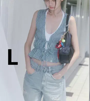 ZARA 자라 깅엄 체크 패턴 리본 탑