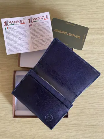 YANKEE ITALY 천연 가죽 네이비 명함 지갑