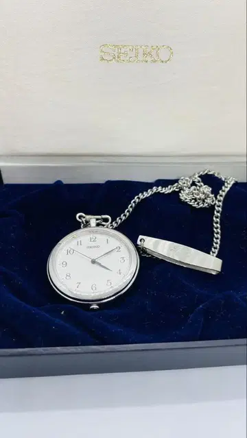 SEIKO 포켓 워치 회중시계 쿼츠 배터리 교환 박스 포함