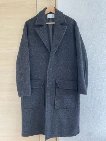 LIDNM 그레이 체스터 코트 울 혼방