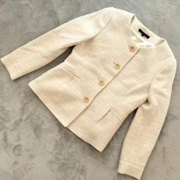 이론 트위드 노카라 재킷 아이보리 사이즈 0 정장용