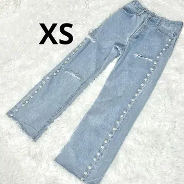 안녕하세요. 샌프란시스코 사이드 진주 라인 데미지 데님 XS