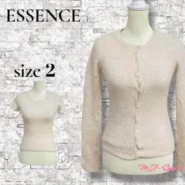 ESSENCE 니트 앙상블 카디건 & 반소매 니트 진주 버튼 M