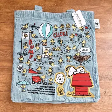 새상품 WOODSTOCK 75주년 자수 데님 빅 토트백