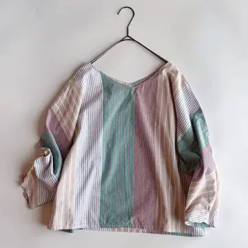 DoCLASSE 멀티 스트라이프 편안한 풀오버 블라우스 DoCLASSE