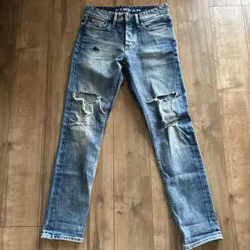 DENHAM 데미지 가공 블루 데님