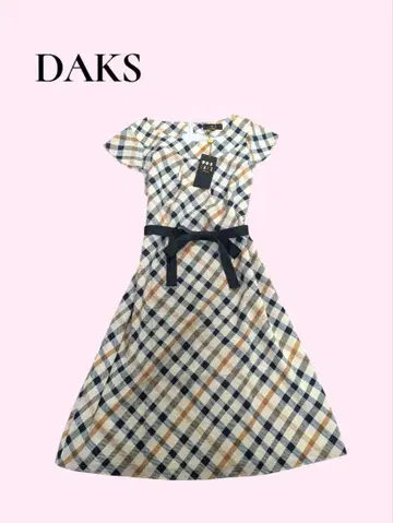 새상품 DAKS 닥스 실크 하우스 체크 원피스
