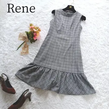 [ 르네/Rene ] 롱 원피스 체크 슬리브리스 플레어 A라인