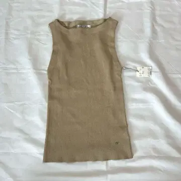 택 포함 새상품 snidel 리브 슬리브리스 베이지 정가 5800엔+세금