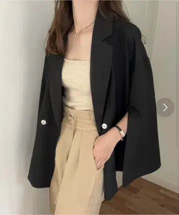 LAUIR 루즈 슬릿 슬리브 테일러드 재킷 검정