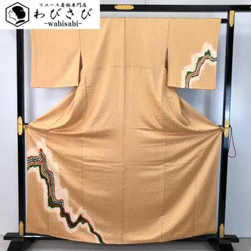 쓰케사게 조리 패턴 추상 문양 하나비시 문양 볏짚색 K-5055