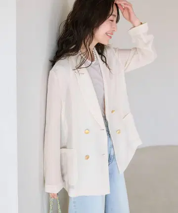 새상품 La boutique BonBon 메쉬 메탈 버튼 라이트 자켓