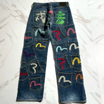 [ Size 34 ] EVISU 에비수 데님 팬츠 메니 포켓 빅 카모메