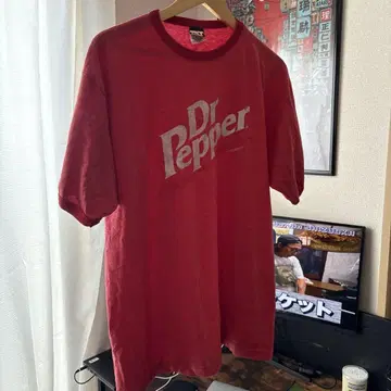 Dr Pepper 로고 티셔츠 레드 링거