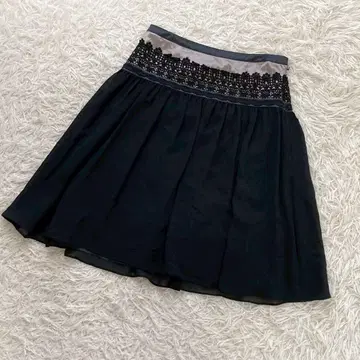 Petit Poudre 시스루 스커트 블랙 9 자수 오샤레